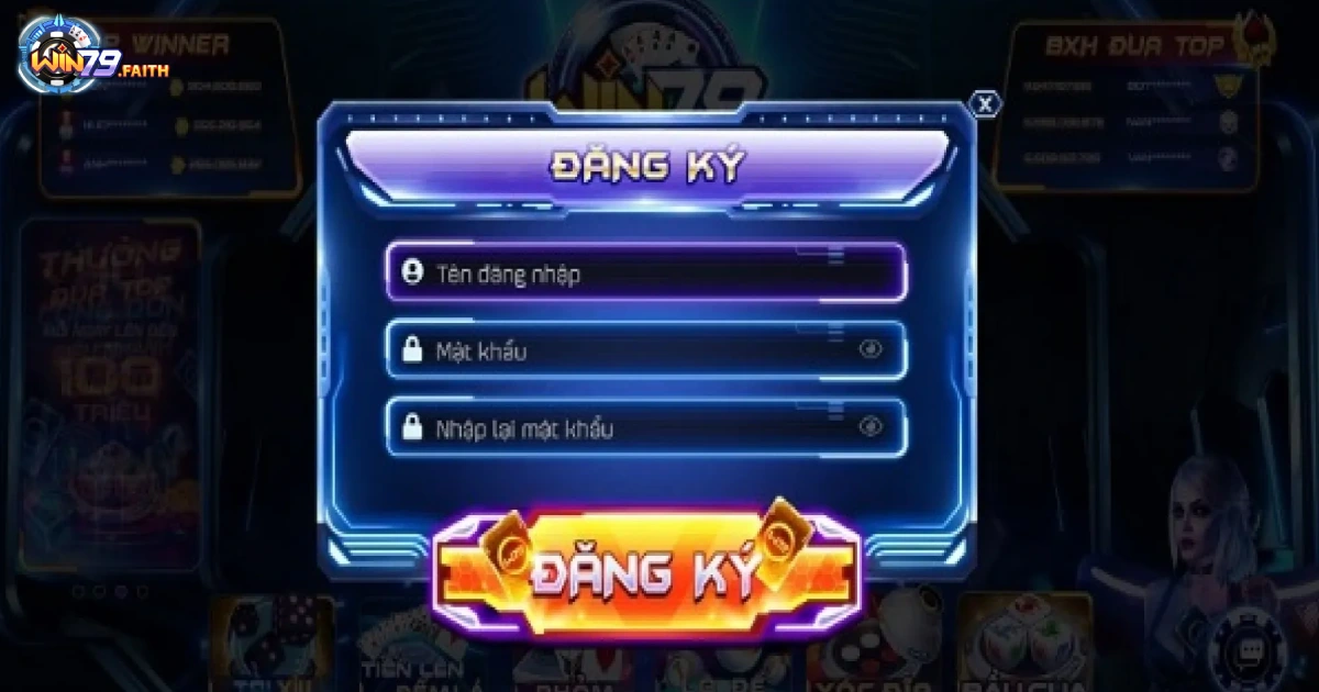 Hướng dẫn đăng ký tài khoản Game bài Win79