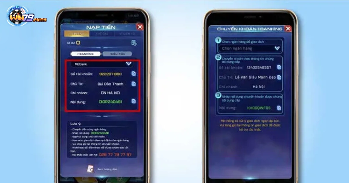 Các lưu ý quan trọng khi nạp tiền Win79