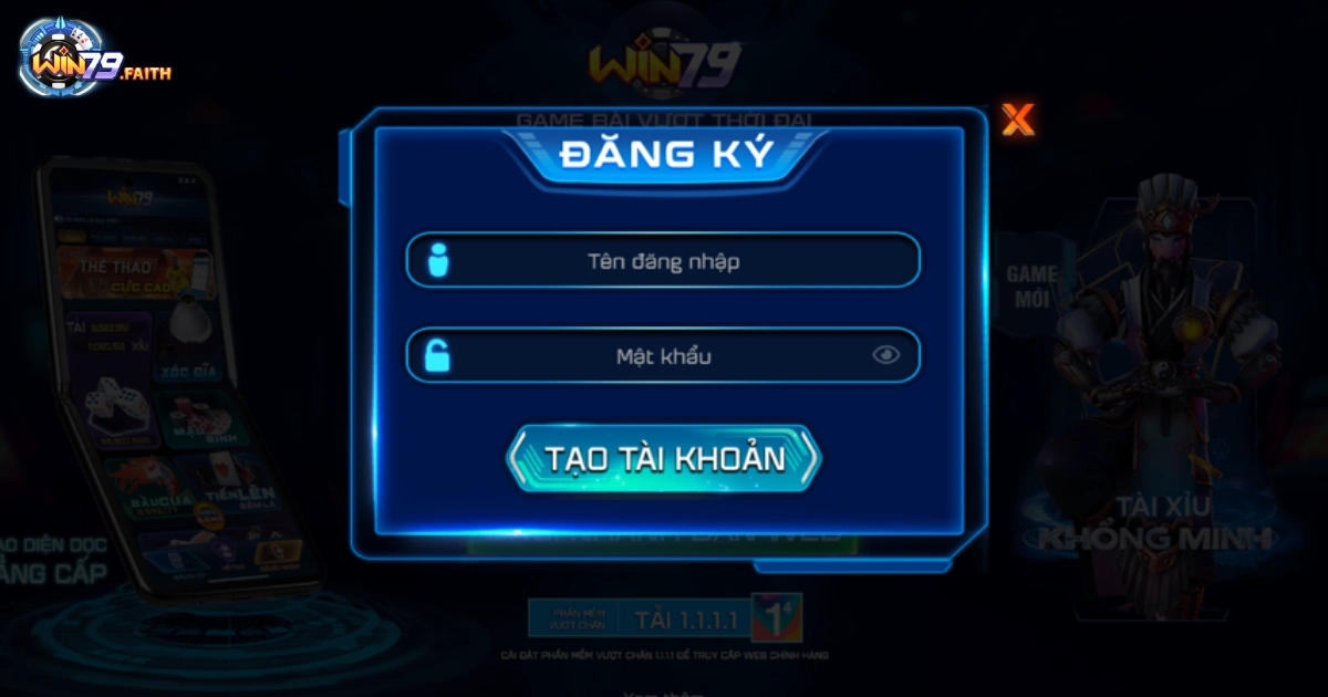 Hướng dẫn mở tài khoản tại Win79